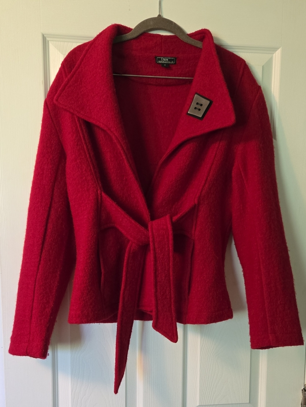 Lisa International Vintage Red Wool Coat Size Medium